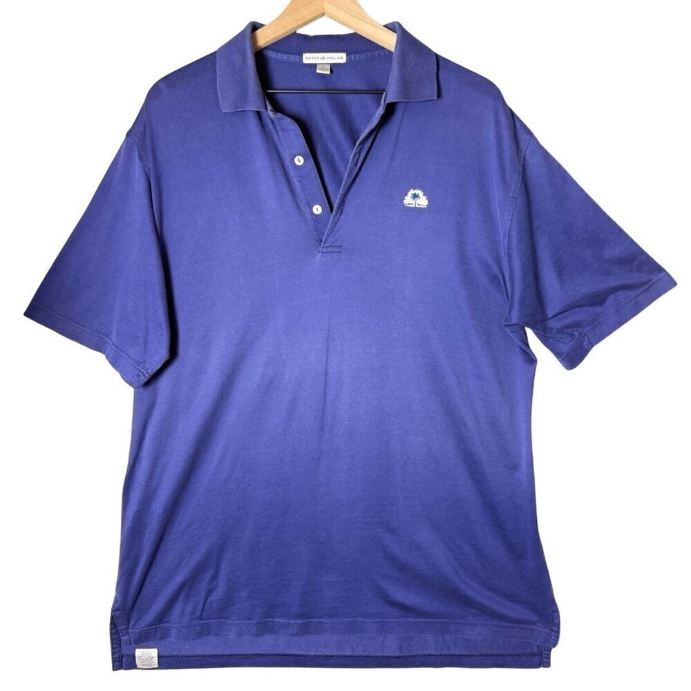 Peter Millar Summer Comfort Golf Polo Mens Large Navy Blue Stretch Performance